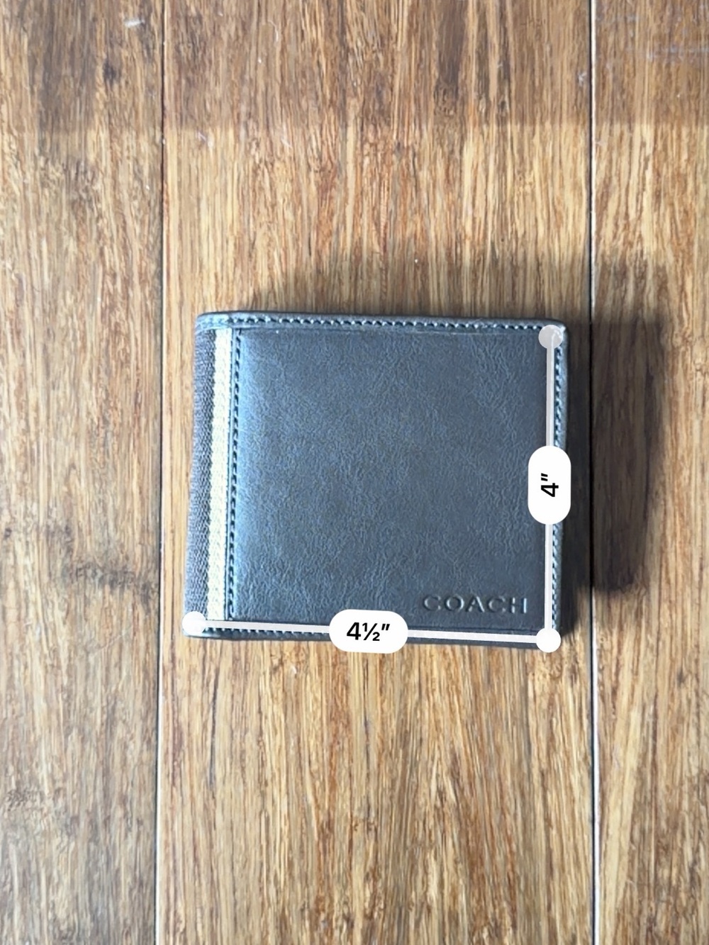 Unused Coach Men's Leather Bifold Wallet in Charcoal Gray - Picture 2 of 11